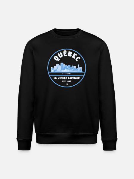 Quebec La Vieille Capitale Skyline - Stanley/Stella ROLLER Unisex Organic Sweatshirt - black