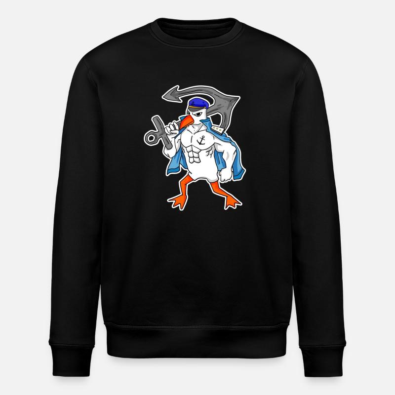 Nordsee Möwe mit Anker - Stanley/Stella Unisex Bio-Sweatshirt ROLLER - Schwarz