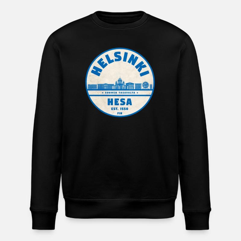 Helsinki Skyline Emblem 1550 - Stanley/Stella ROLLER Unisex Organic Sweatshirt - black