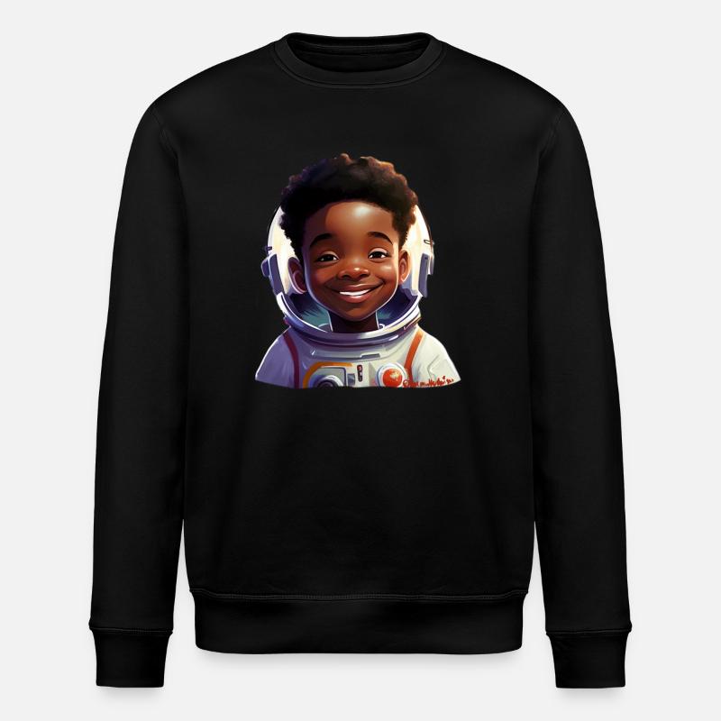 Young female astronaut with rays - Stanley/Stella ROLLER Unisex Organic Sweatshirt - black