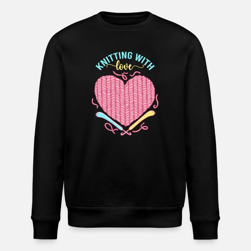 Knitting Love Heart – Stricken mit Liebe - Stanley/Stella Unisex Bio-Sweatshirt ROLLER - Schwarz
