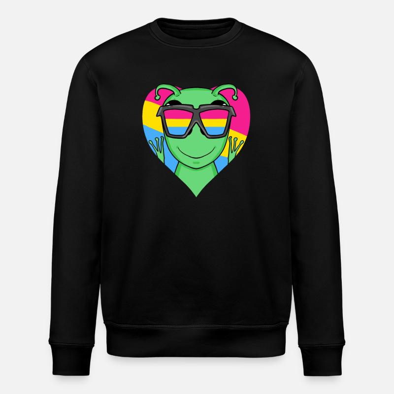 Pansexual Alien Heart Gift - Stanley/Stella ROLLER Unisex Organic Sweatshirt - black