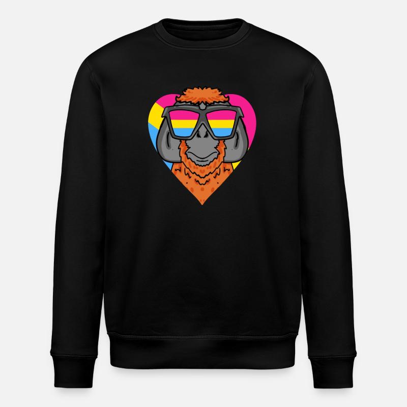 Pansexual Monkey Heart Gift - Stanley/Stella ROLLER Unisex Organic Sweatshirt - black
