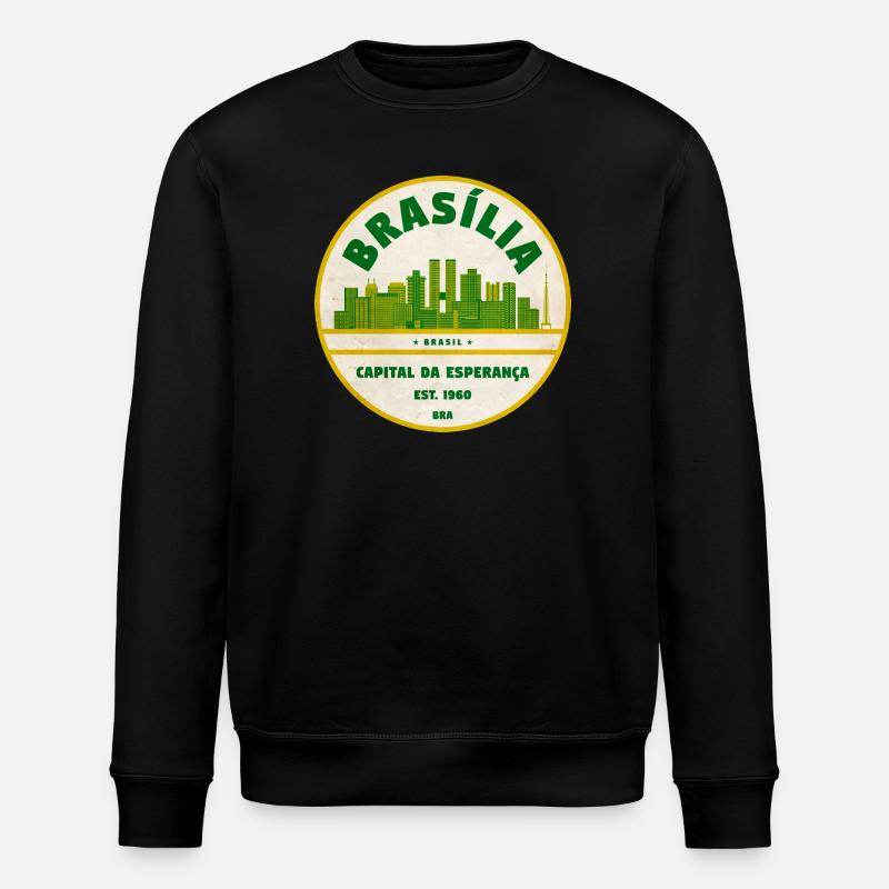 Brasília Skyline Retro Emblem - Stanley/Stella Unisex Bio-Sweatshirt ROLLER - Schwarz