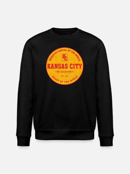 Kansas City BBQ Emblem Circle - Stanley/Stella ROLLER Unisex Organic Sweatshirt - black