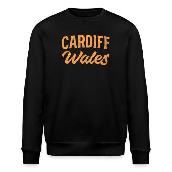 Cardiff Wales Schriftzug Orange - Stanley/Stella Unisex Bio-Sweatshirt ROLLER - Schwarz - Vorne - Nik (191cm)