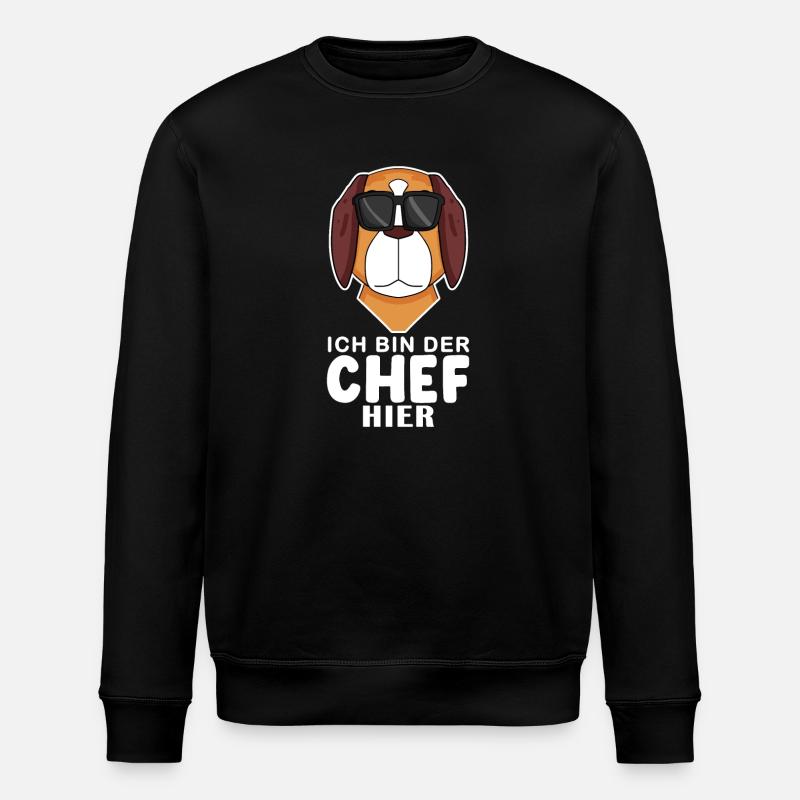 cooler Hund Bernhardiner Chef Spruch - Stanley/Stella Unisex Bio-Sweatshirt ROLLER - Schwarz