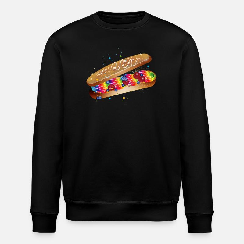 Illustration eines gefüllten kunterbunten Eclairs - Stanley/Stella Unisex Bio-Sweatshirt ROLLER - Schwarz