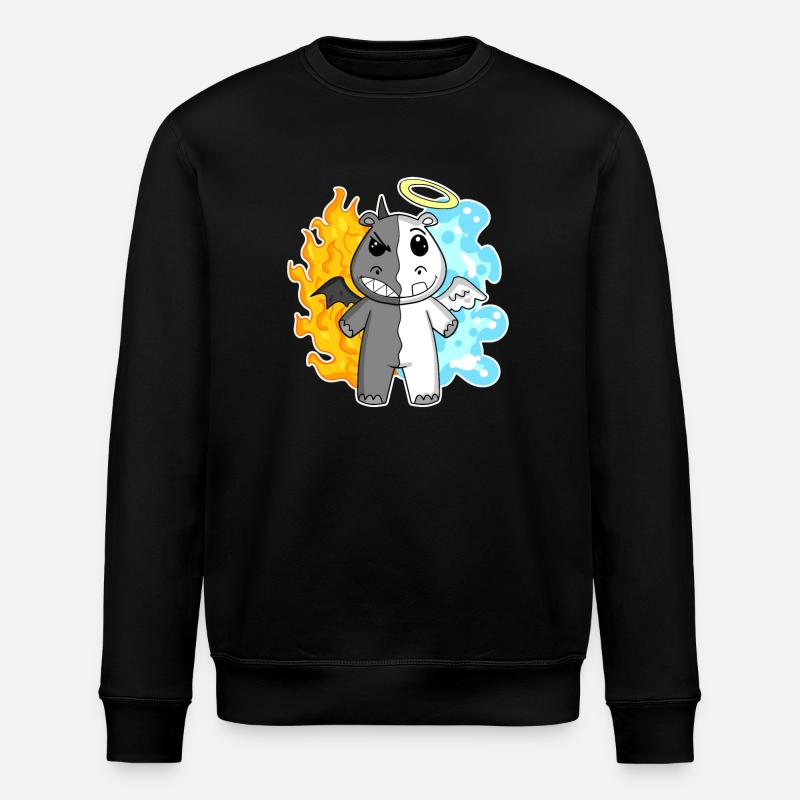 Hippo - Angel and Devil - Stanley/Stella ROLLER Unisex Organic Sweatshirt - black