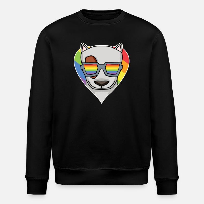 Regenbogen - Hund mit Brille - Bullterrier - Stanley/Stella Unisex Bio-Sweatshirt ROLLER - Schwarz