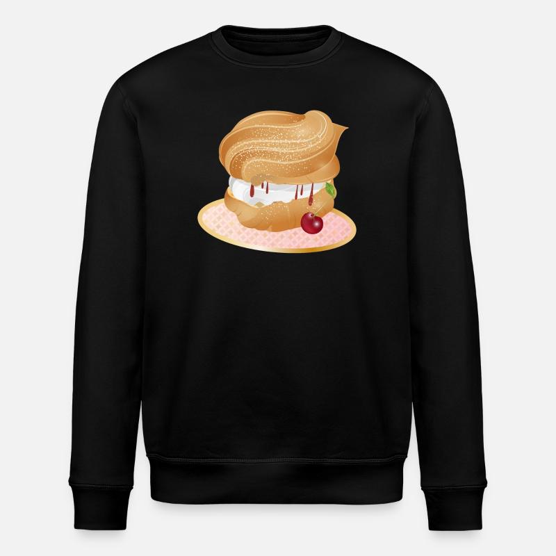 Mit Sahne und Kirsche gefüllter Windbeutel - Stanley/Stella Unisex Bio-Sweatshirt ROLLER - Schwarz