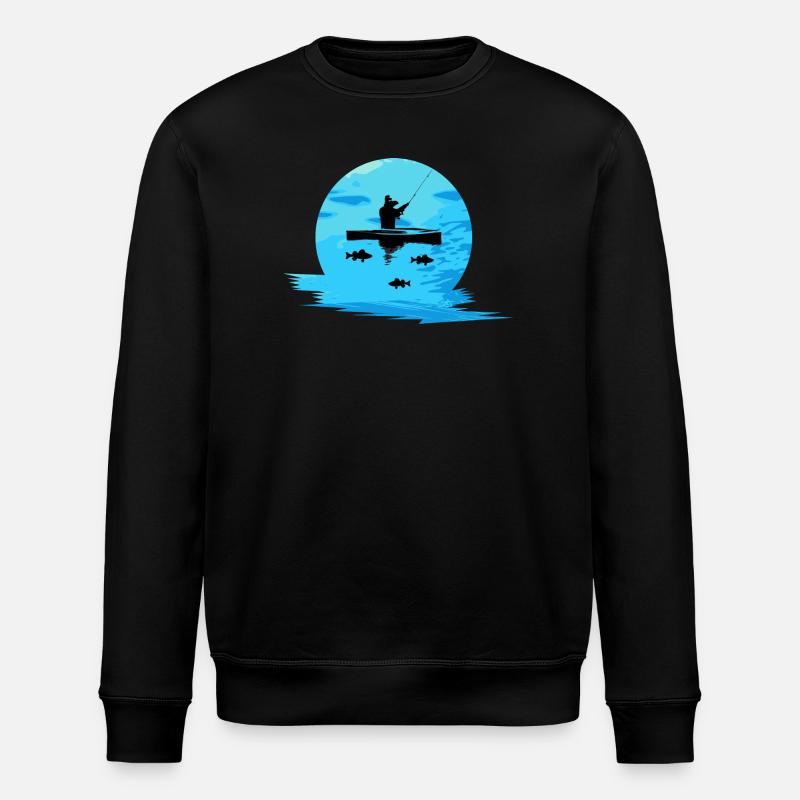 Mondlichtfischer im Boot - Stanley/Stella Unisex Bio-Sweatshirt ROLLER - Schwarz