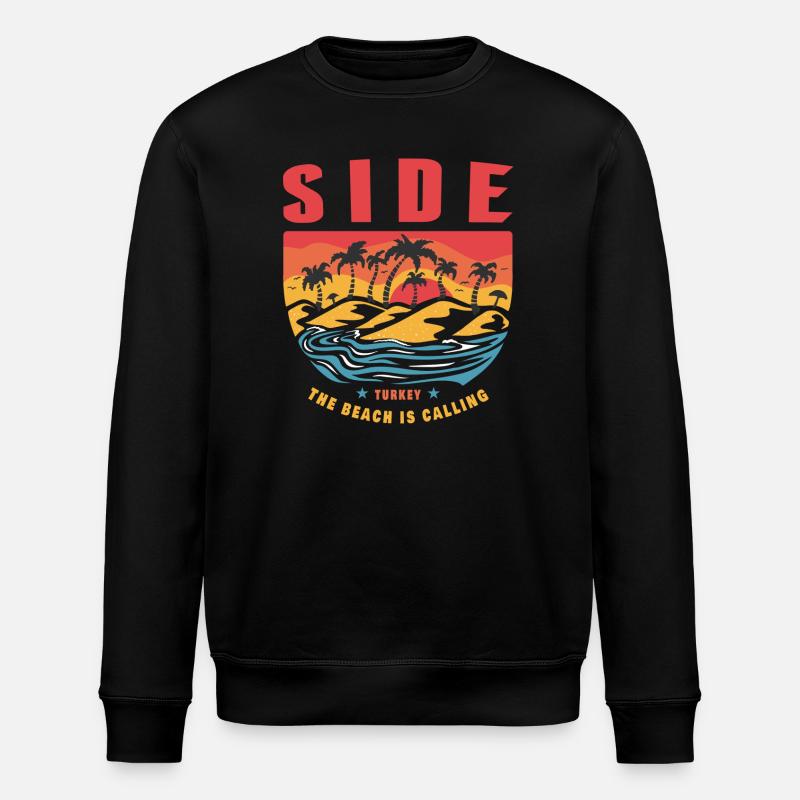 Side Turkey palm tree design - Stanley/Stella ROLLER Unisex Organic Sweatshirt - black