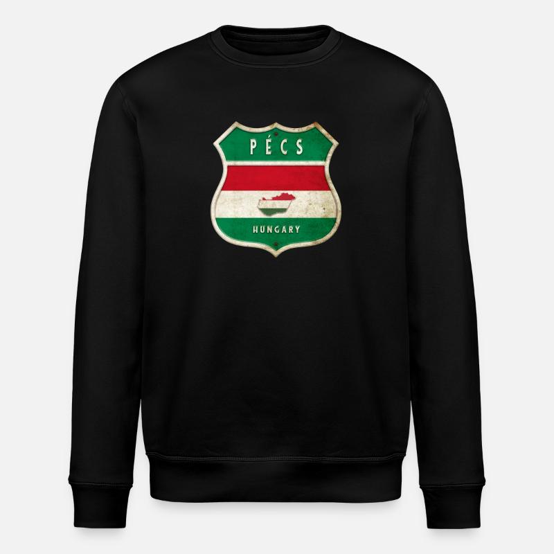 Pécs Ungarn Wappen Flaggen Design - Stanley/Stella Unisex Bio-Sweatshirt ROLLER - Schwarz