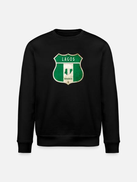 Lagos Nigeria vapensköld flaggor design - Ekologisk sweatshirt ROLLER unisex från Stanley/Stella - svart