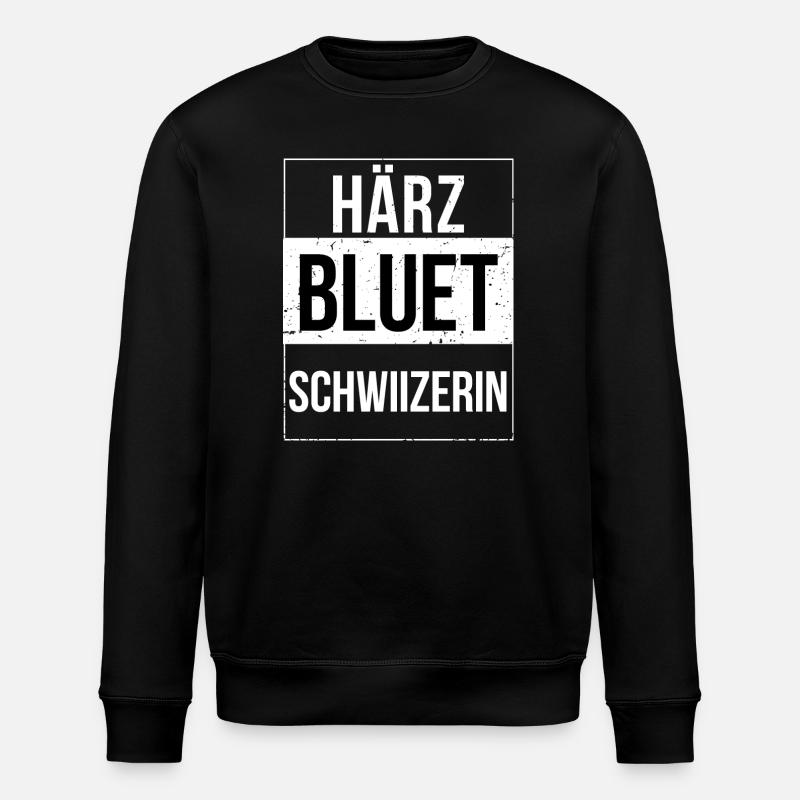 Härzbluetschwiizerin Schwiizerin Schweizerin - Stanley/Stella Unisex Bio-Sweatshirt ROLLER - Schwarz