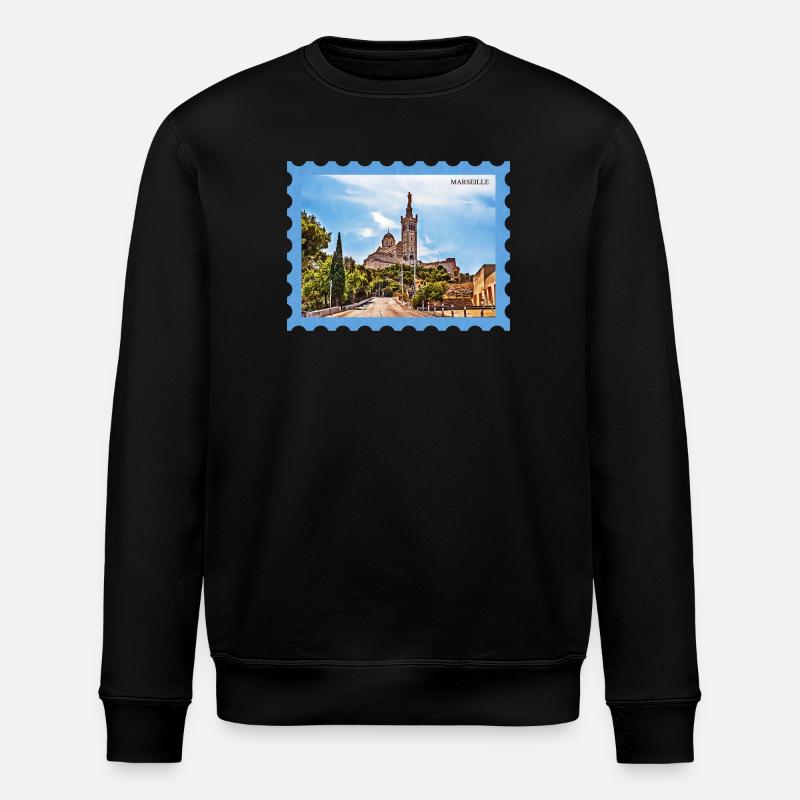 Marseille Basilica Postcard - Stanley/Stella ROLLER Unisex Organic Sweatshirt - black
