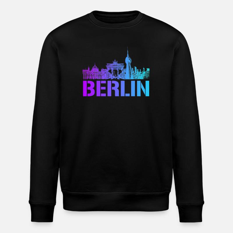 Berlin skyline with Berlin landmark - Stanley/Stella ROLLER Unisex Organic Sweatshirt - black