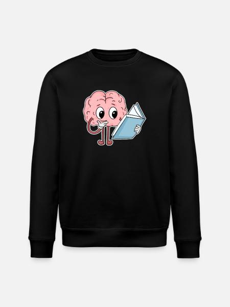 Reading Brain Funny Book Books - Stanley/Stella ROLLER Unisex Organic Sweatshirt - black