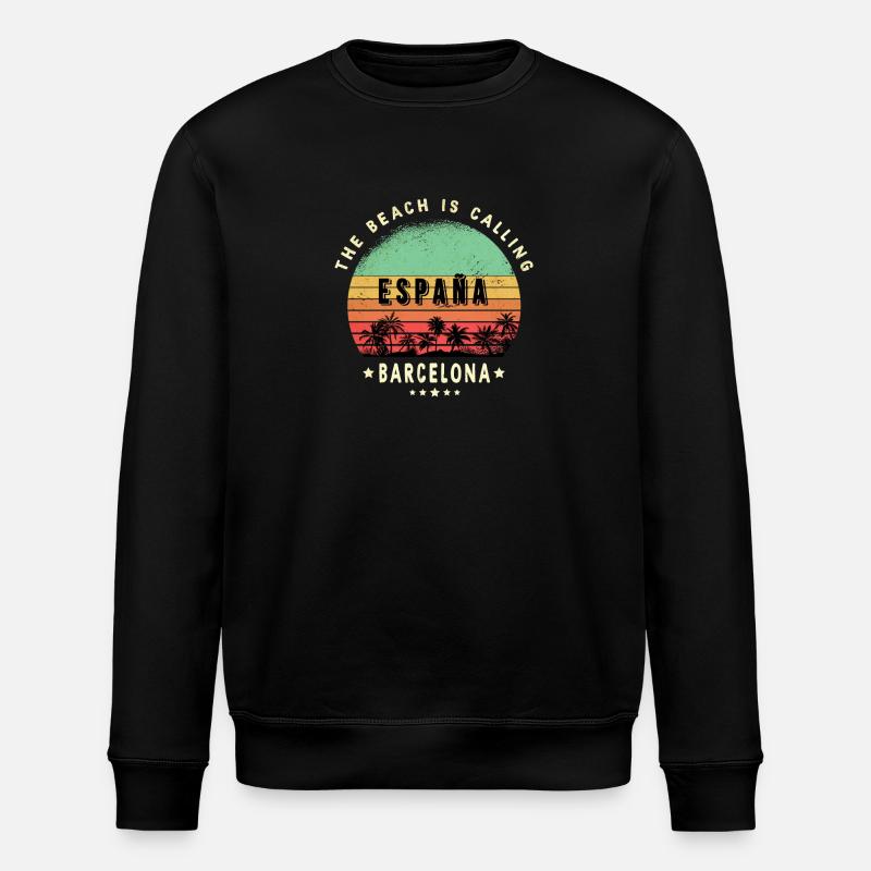 Barcelona Spain palm design - Stanley/Stella ROLLER Unisex Organic Sweatshirt - black