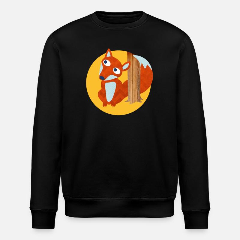 Fuchs Baumstamm Wald Kinderzimmer Comic Tierliebe - Stanley/Stella Unisex Bio-Sweatshirt ROLLER - Schwarz