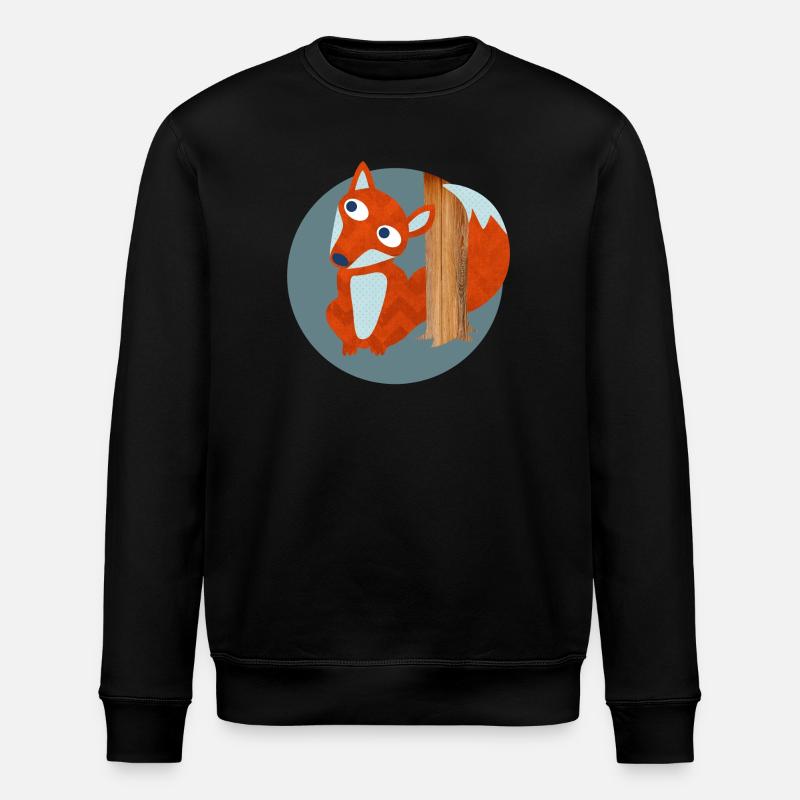 Fuchs Struktur Wald Kinderzimmer Muster Comic  - Stanley/Stella Unisex Bio-Sweatshirt ROLLER - Schwarz