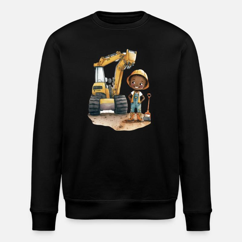 Kleines Bauarbeiter Mädchen mit Bagger - Stanley/Stella Unisex Bio-Sweatshirt ROLLER - Schwarz