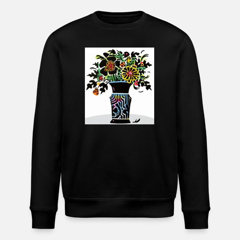 bunter Blumenstrauß - Stanley/Stella Unisex Bio-Sweatshirt ROLLER - Schwarz