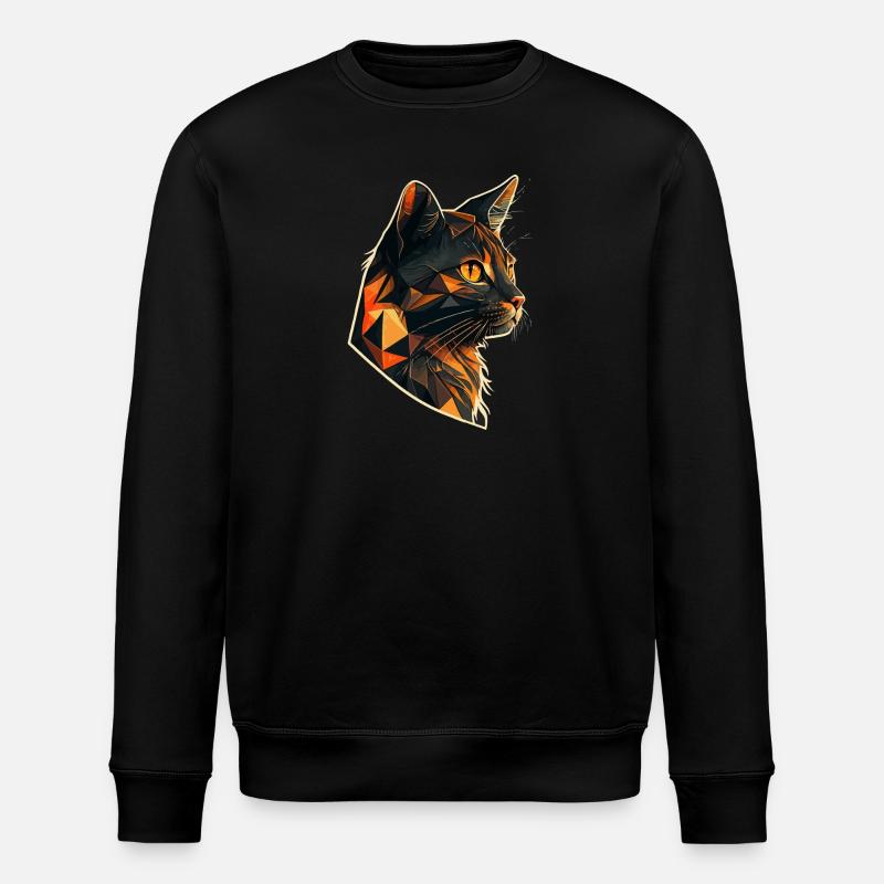 Stylized, Geometric cat - Stanley/Stella ROLLER Unisex Organic Sweatshirt - black