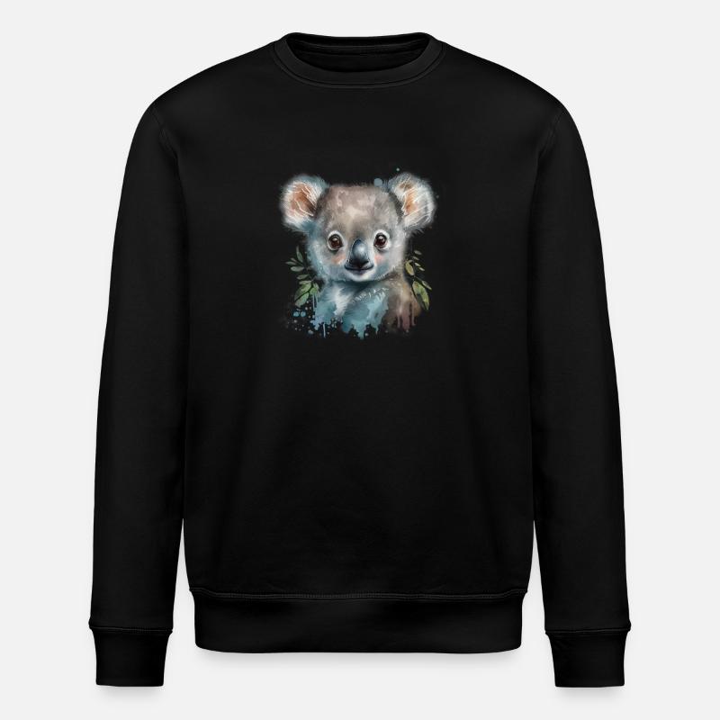 Koala Aquarelle Feuillage - Sweat bio ROLLER Stanley/Stella Unisexe - noir