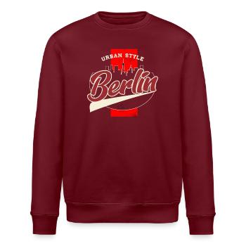 Berlin Urban Stil Retro Schrift - Stanley/Stella Unisex Bio-Sweatshirt ROLLER - Burgunderrot - Vorne - Nik (191cm)