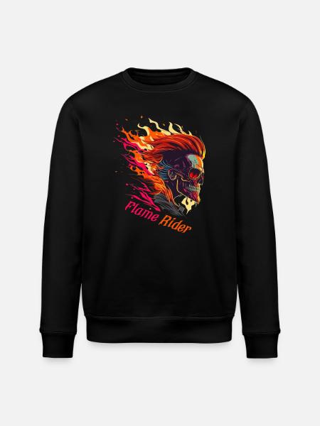 Flame Rider Skull - Stanley/Stella ROLLER Unisex Organic Sweatshirt - black