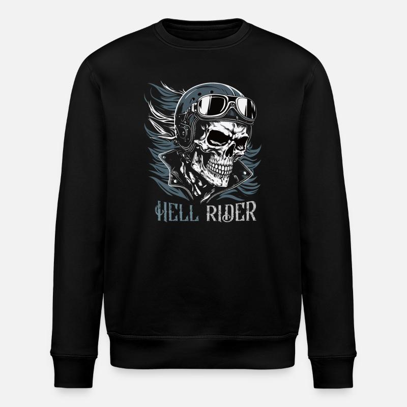 Skull Rider with Goggles - Stanley/Stella ROLLER Unisex Organic Sweatshirt - black