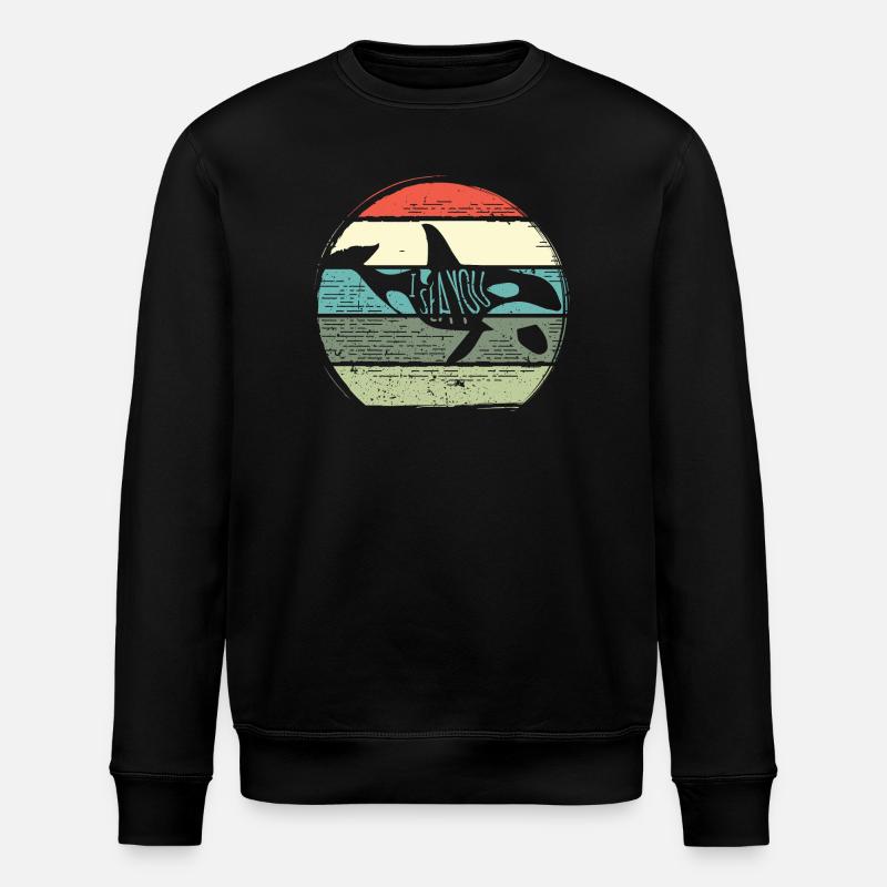 Retro Whale Sunset Circle - Stanley/Stella ROLLER Unisex Organic Sweatshirt - black