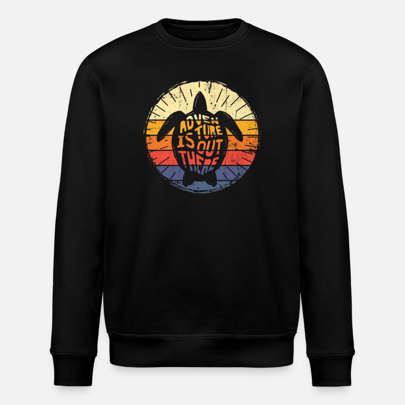 Turtle Odyssey Retro Sonnenuntergang - Stanley/Stella Unisex Bio-Sweatshirt ROLLER - Schwarz