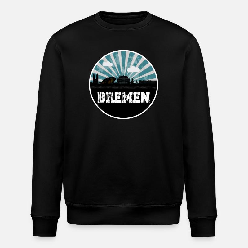 Bremen Skyline Blue Hour - Stanley/Stella ROLLER Unisex Organic Sweatshirt - black