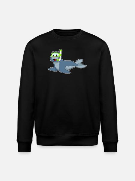 Seal Diver Snorkel Diving - Stanley/Stella ROLLER Unisex Organic Sweatshirt - black