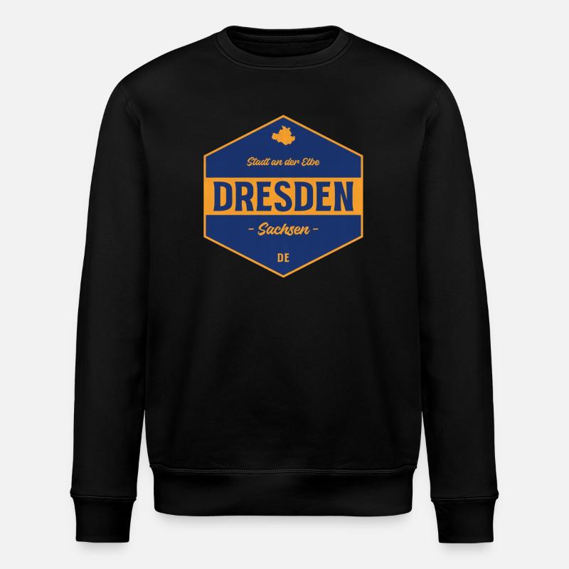 Dresden Signet Blau-Gold - Stanley/Stella Unisex Bio-Sweatshirt ROLLER - Schwarz
