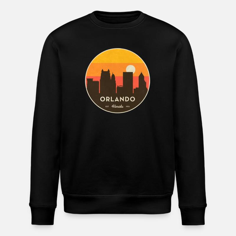 Orlando Skyline Sunset - Stanley/Stella ROLLER Unisex Organic Sweatshirt - black