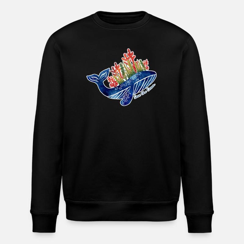Illustration de baleine avec du corail | Protéger la mer - Sweat bio ROLLER Stanley/Stella Unisexe - noir