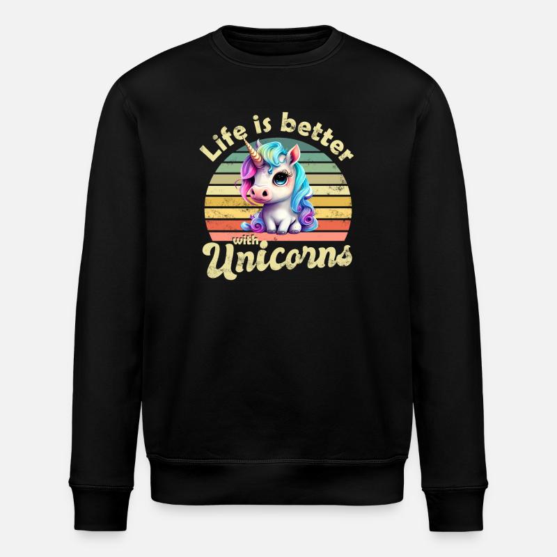 Einhorn Einhörner - Stanley/Stella Unisex Bio-Sweatshirt ROLLER - Schwarz