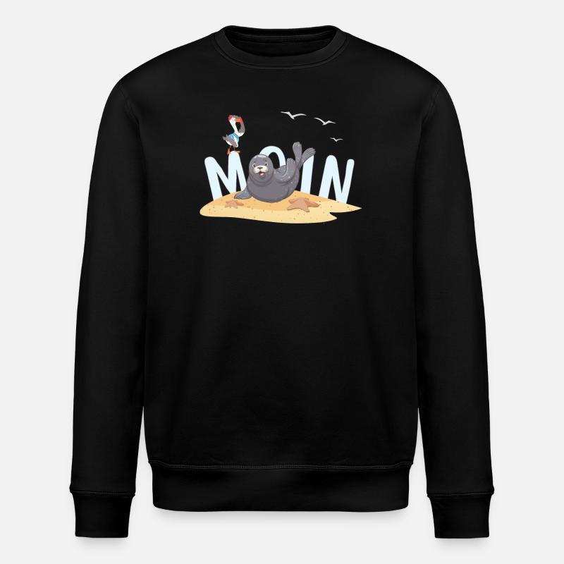 Moin Robbe Möwe Strand - Stanley/Stella Unisex Bio-Sweatshirt ROLLER - Schwarz