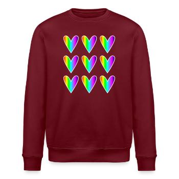 HERZ. HERZ. HEILIGER VALENTINSTAG. LIEBE. LIEBE. WEIHNACHTEN - Stanley/Stella Unisex Bio-Sweatshirt ROLLER - Burgunderrot - Vorne - Nik (191cm)