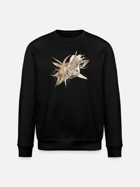 kunstnerisk filigran motiv lavet af bånd og fjer - Stanley/Stella økologisk unisex-sweatshirt ROLLER - sort