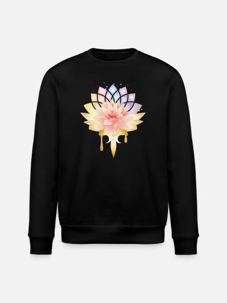 Lotus med gyldne blomster symbol i pastelfarver - Stanley/Stella økologisk unisex-sweatshirt ROLLER - sort
