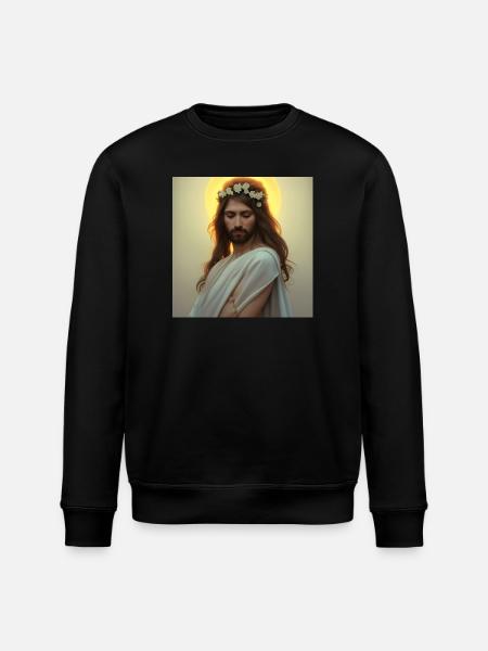 Himmlische Ruhe: Jesusfigur mit Kranz - Stanley/Stella ROLLER Unisex Organic Sweatshirt - black