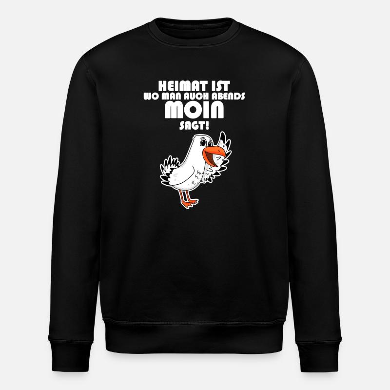 Heimat Moin Begrüßung Möwe - Stanley/Stella Unisex Bio-Sweatshirt ROLLER - Schwarz