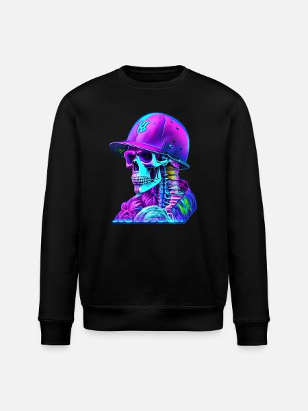 Skeleton with cap - Stanley/Stella ROLLER Unisex Organic Sweatshirt - black