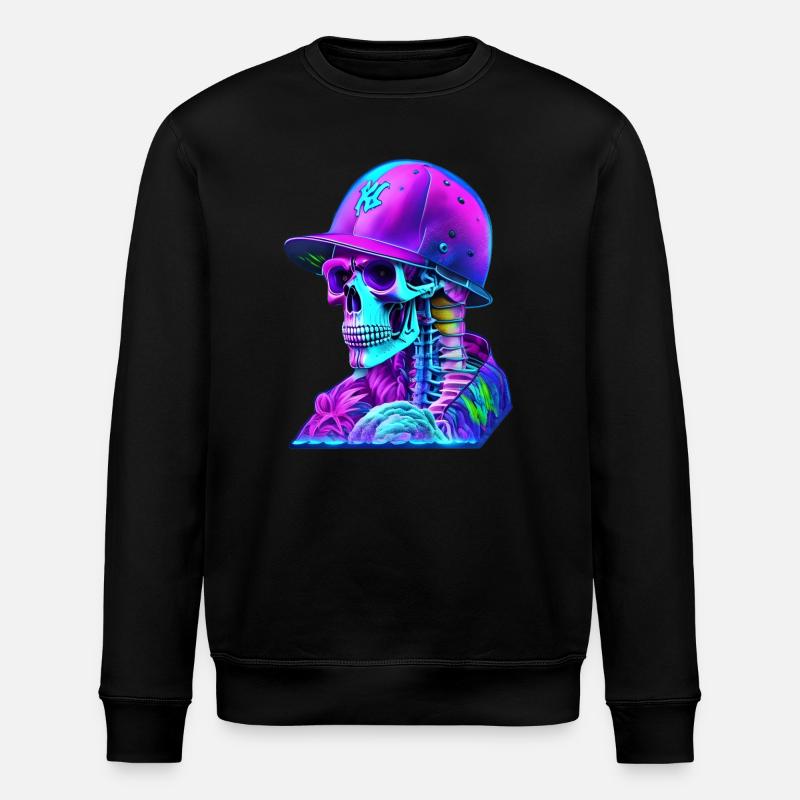 Skeleton with cap - Stanley/Stella ROLLER Unisex Organic Sweatshirt - black