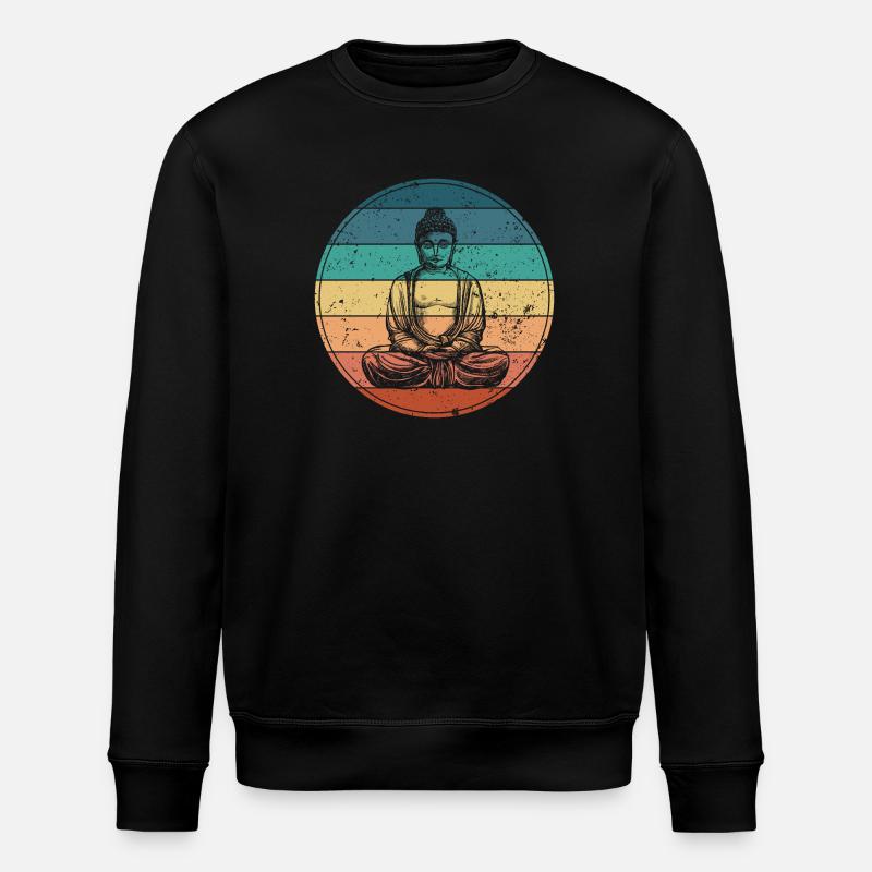 Buddha in Rainbow Meditation - Stanley/Stella ROLLER Unisex Organic Sweatshirt - black